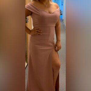Mauve Strapless Slit Gown for Wedding Guest